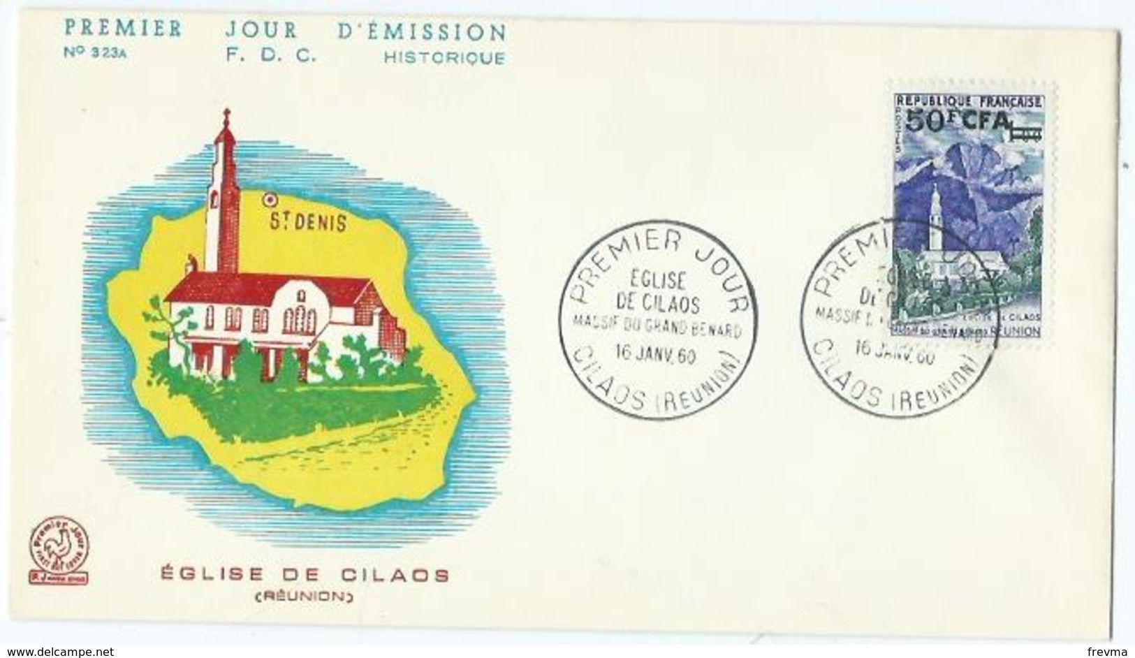 Enveloppe 1er Jour France FDC Eglise De Cilaos 1960 - 1960-1969