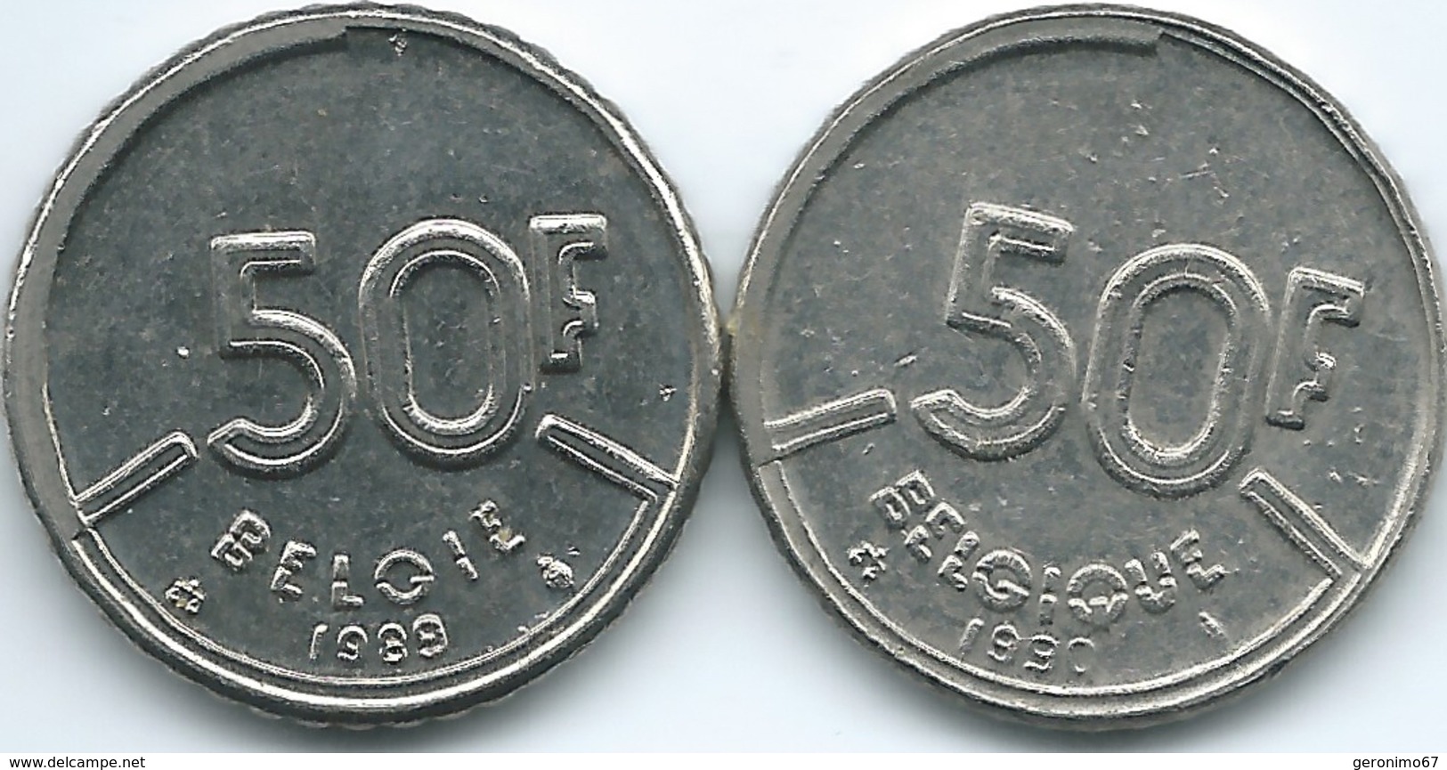 Belgium - Baudouin - 50 Francs - 1990 - French (KM168) & 1989 - Dutch (KM169) - 50 Francs