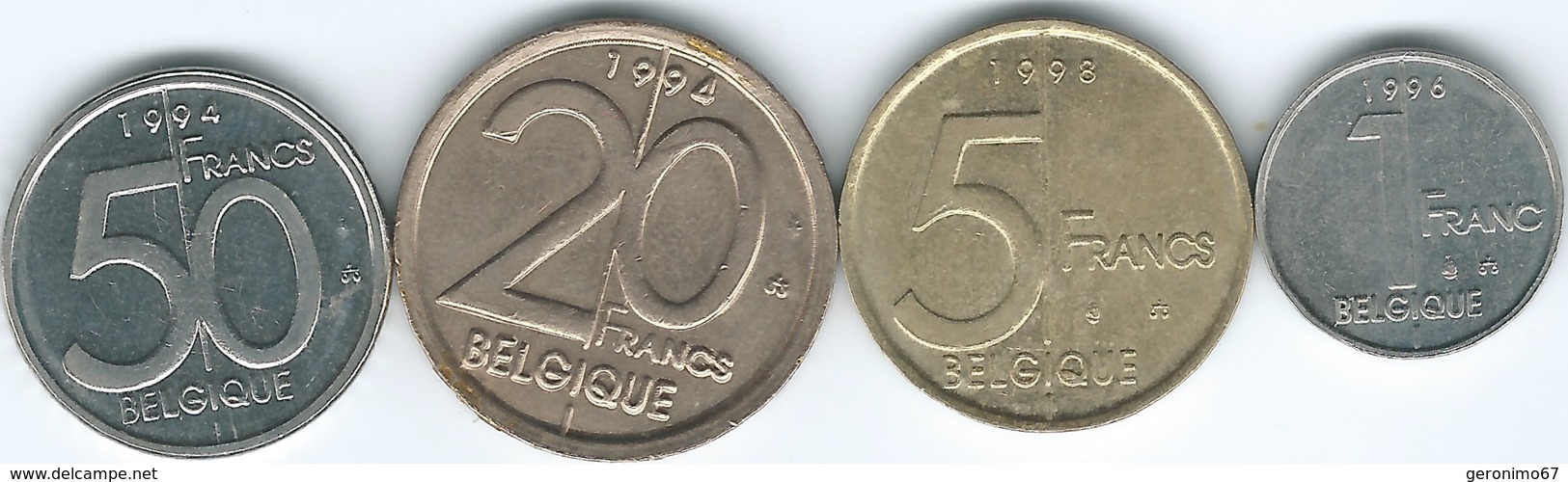 Belgium - Albert II - French - 1 (1996 - KM187) 5 (1998 - KM189) 20 (1994 - KM191) & 50 Francs (1994 - KM193) - Unclassified