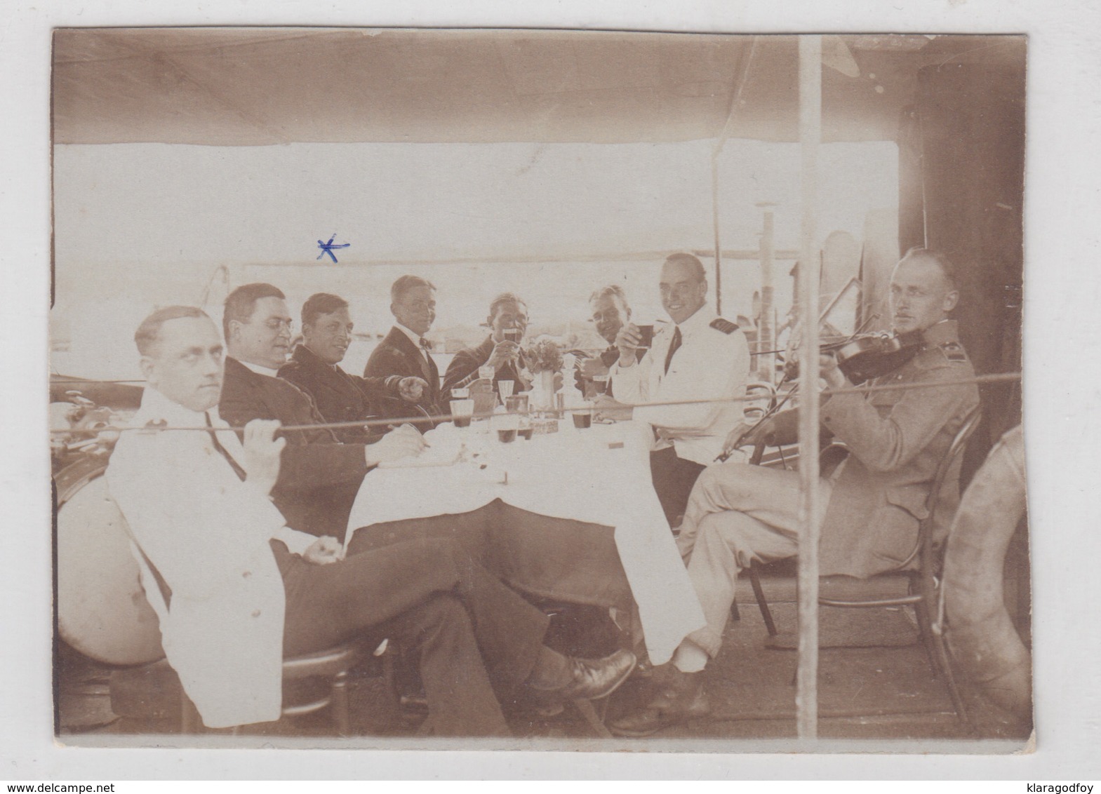 WW1 K.u.k. Austro-Hungarian Navy Officers Celebrating On The Deck B190410 - Krieg, Militär