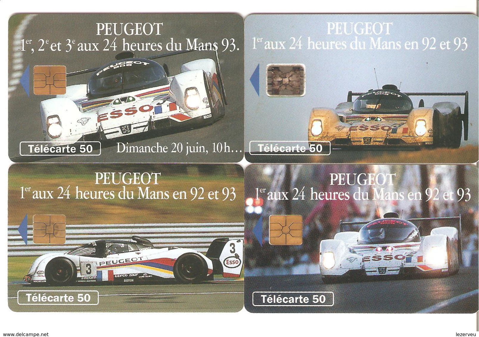 TELECARTES LOT DE 4 PEUGEOT 24 HEURES DU MANS - 1990