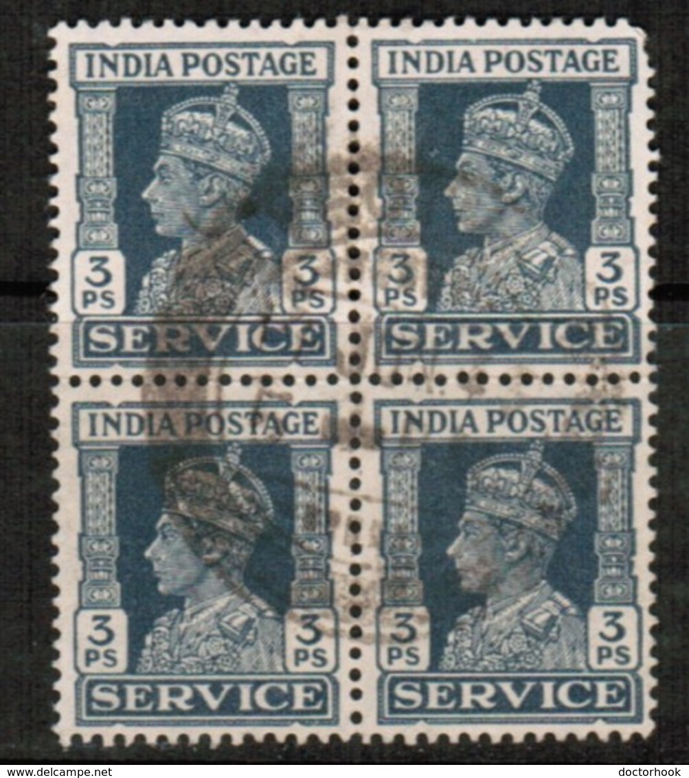 INDIA  Scott # O 105 VF USED BLOCK Of 4 (Stamp Scan # 485) - 1936-47 King George VI