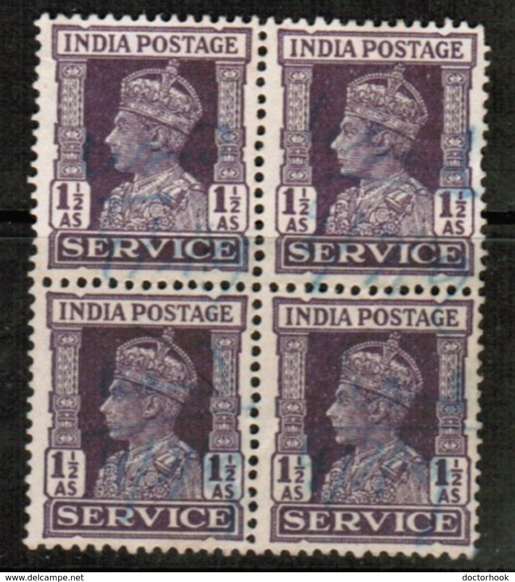 INDIA  Scott # O 108B VF USED BLOCK Of 4 (Stamp Scan # 485) - 1936-47 King George VI