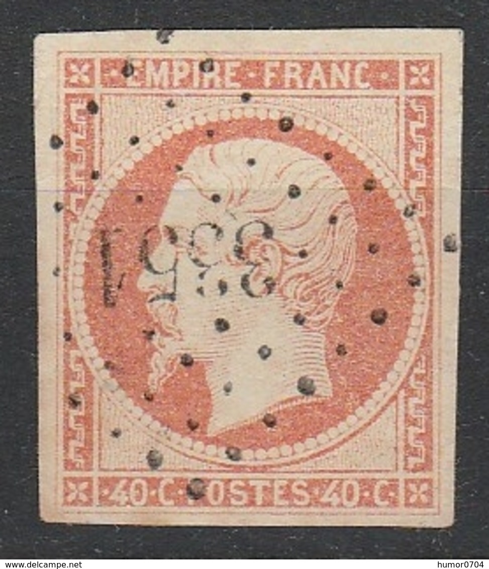 Yv 16 Orange Clair, Bien Margé, PC 3351 THIVIERS Dordogne (23), Très Fin, Qualité TOP - 1853-1860 Napoléon III