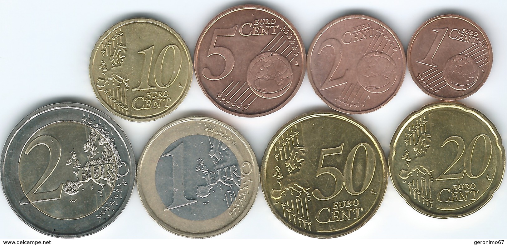 Belgium - Albert II - 2nd Type & Map, 1st Portrait - 2009 & 2010 - 1, 2, 5, 10, 20 & 50 Cents; 1 & 2 Euro - Belgique