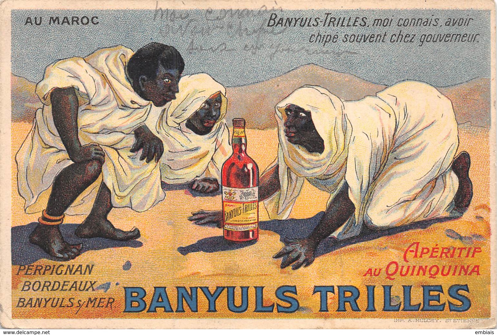 66 - BANYULS TRILLES - Carte Publicitaire Apéritif Au QUINQUINA - Au Maroc Banyuls-Trilles, Moi Connais,avoir Chipé... - Banyuls Sur Mer