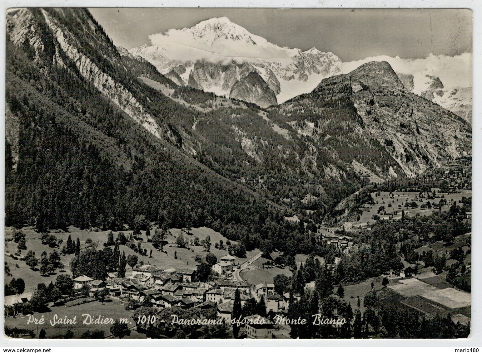 VALLE  D' AOSTA   PRE  SAINT  DIDIER  M. 1010  PANORAMA  SFONDO  MONTE  BIANCO     (NUOVA) - Altri & Non Classificati