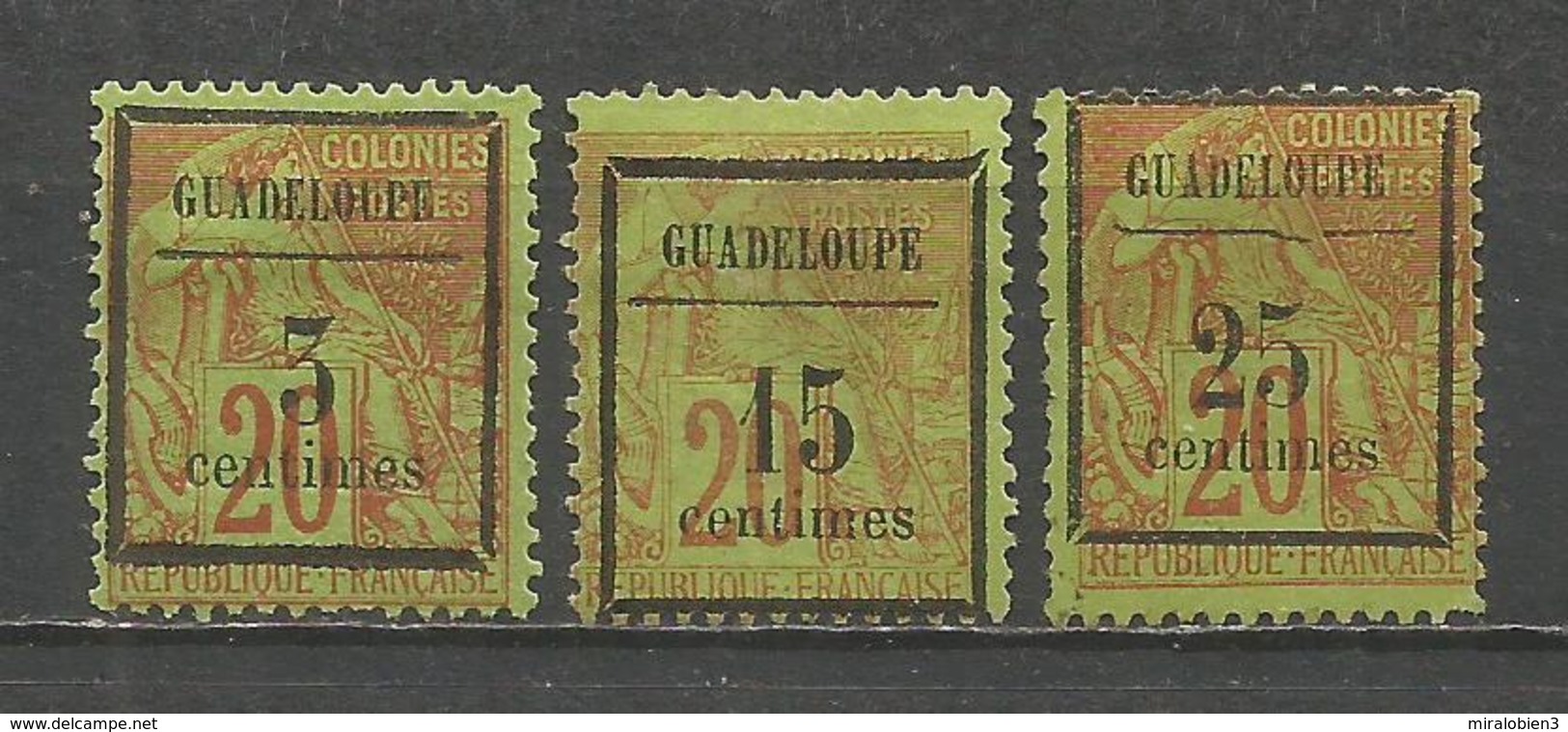 GUADALUPE YVERT NUM. 3/5 SERIE COMPLETA SIN GOMA - Unused Stamps