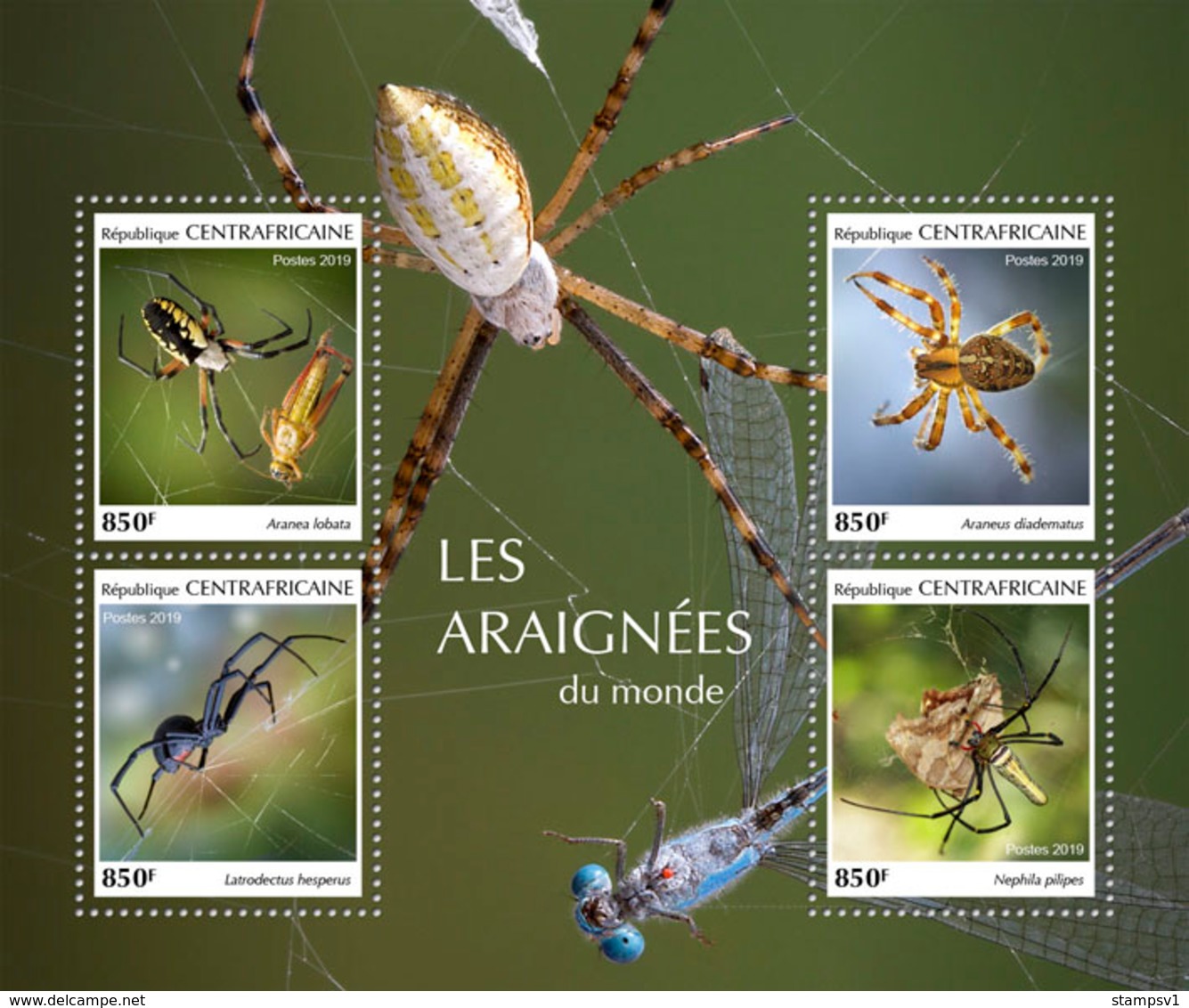 Central Africa. 2019 Spiders. (0208a) OFFICIAL ISSUE - Araignées