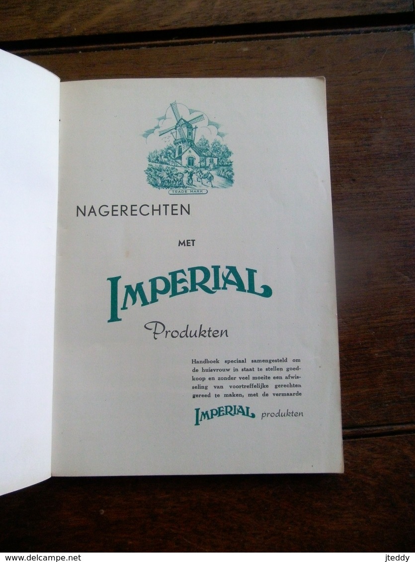 Oud Boek  NAGERECHTEN Met  IMPERIAL  PRODUKTEN 1958 - Ricette Di Cucina