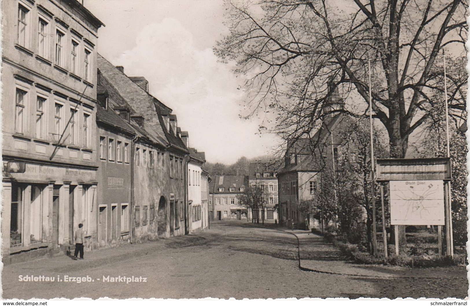 AK Schlettau Marktplatz Markt Rathaus Elterleiner Straße A Walthersdorf Elterlein Annaberg Buchholz Erzgebirge DDR - Schlettau