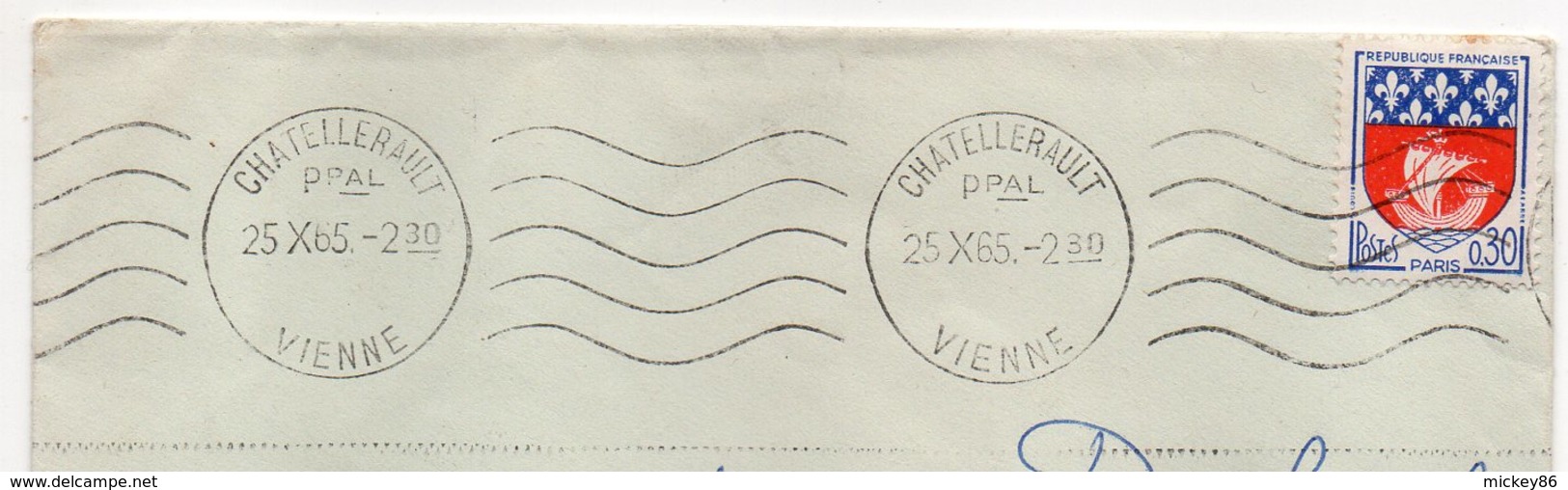 1965--Lettre De CHATELLERAULT-86 Pour TARBES-65--type Blason De Paris--cachet Krag - 1961-....