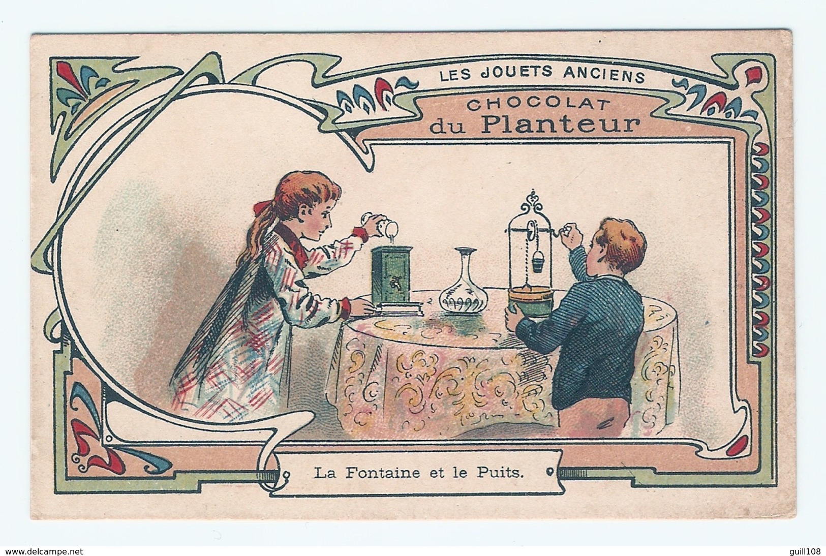 Chromo Chocolat Du Planteur Jouets Anciens Fontaine Puits Expérience Physique Vintage Toy Victorian Trade Card A3-38 - Sonstige & Ohne Zuordnung
