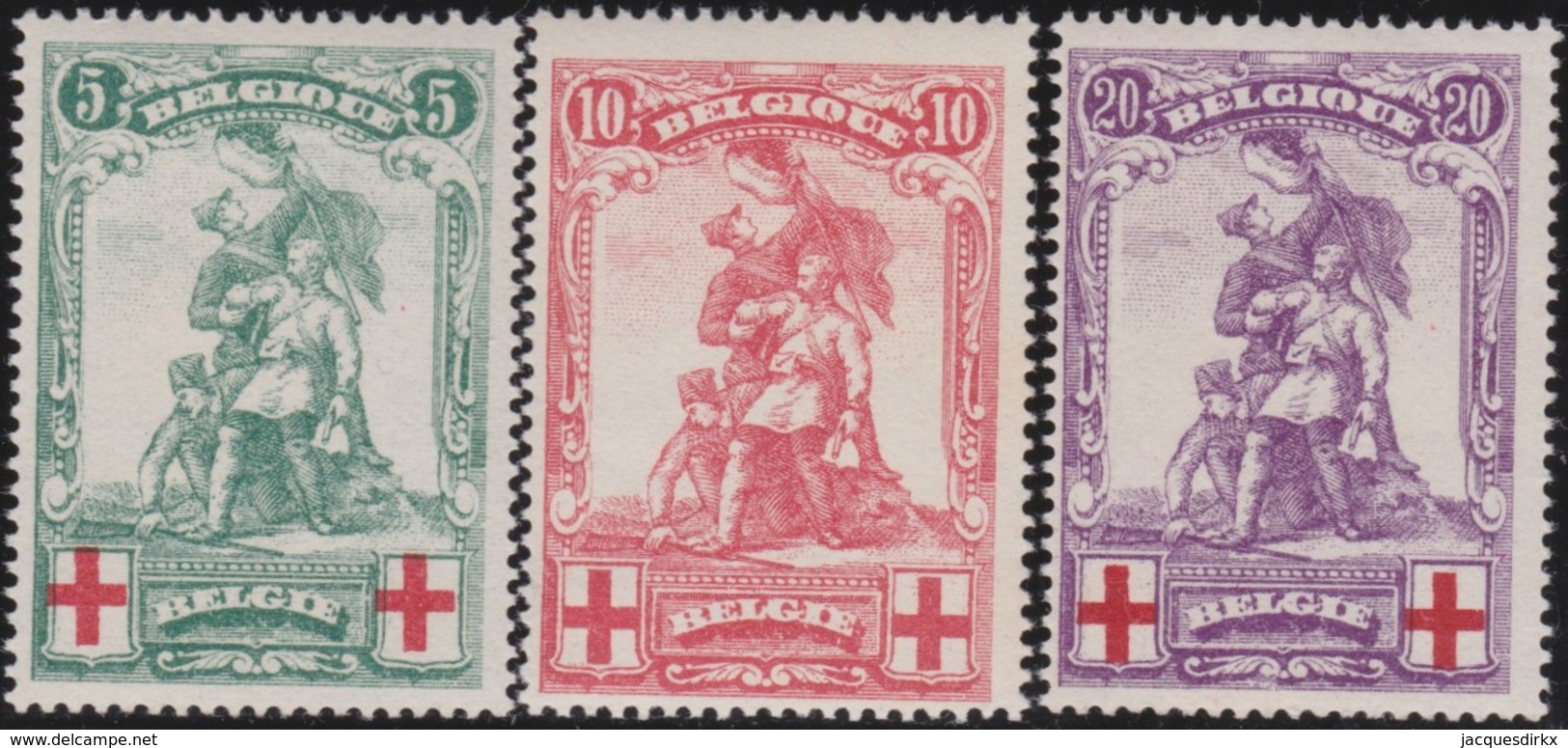 Belgie    .    OBP   .    126/128  ( 2 Scans )       .   **     .   Postfris     .  / .    Neuf SANS Charniere - 1914-1915 Cruz Roja