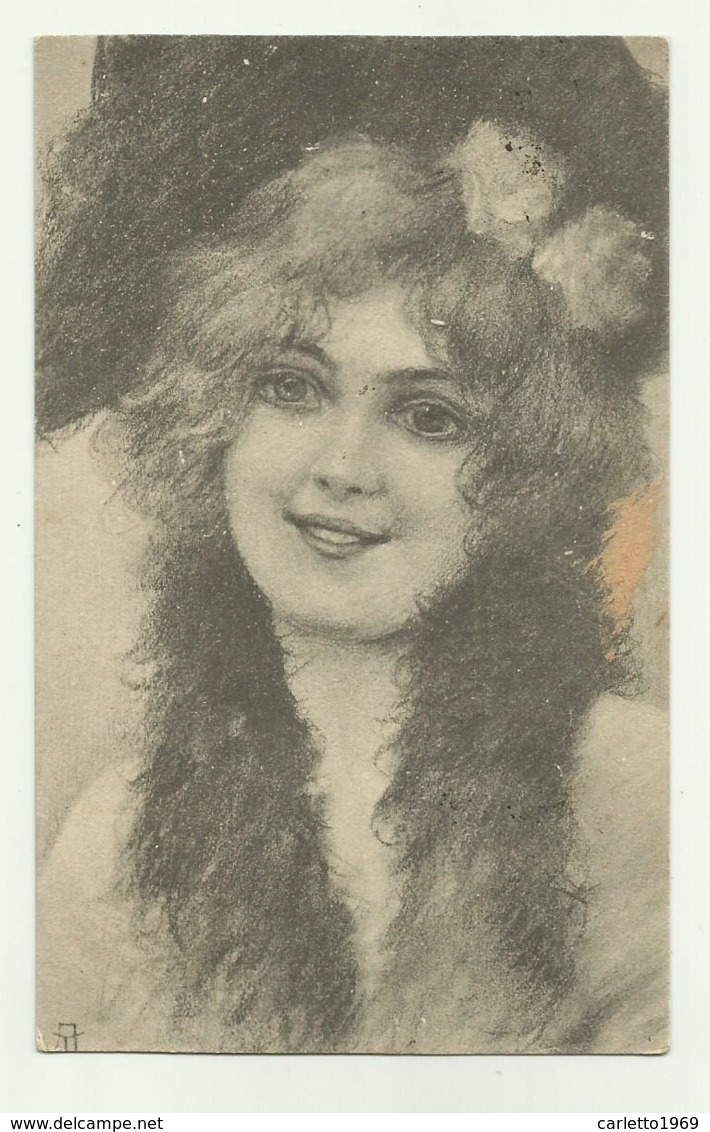 GIOVANE DONNA ILLUSTRATA   VIAGGIATA  FP - 1900-1949