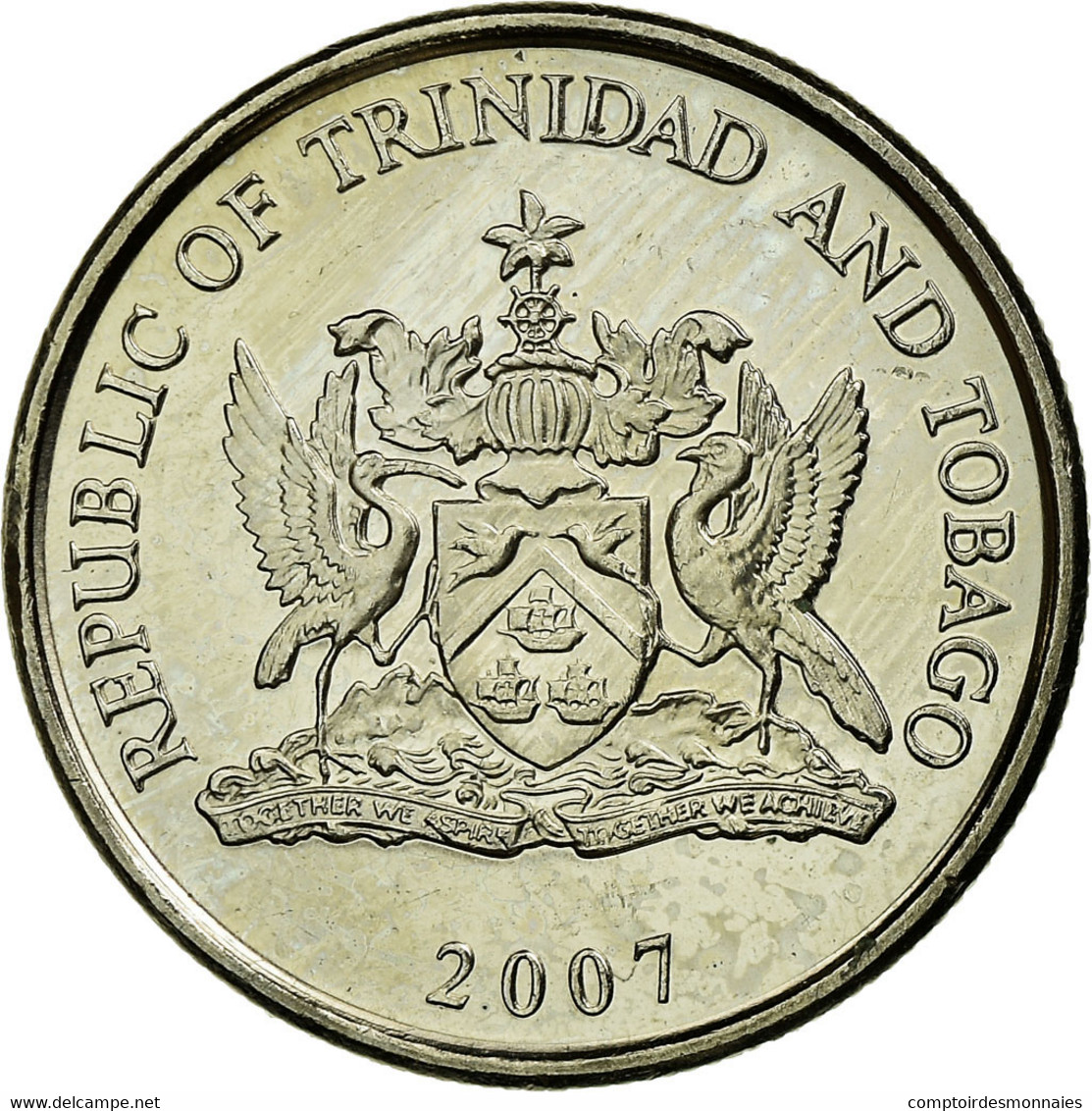 Monnaie, TRINIDAD & TOBAGO, 25 Cents, 2007, Franklin Mint, SUP, Copper-nickel - Trinidad En Tobago