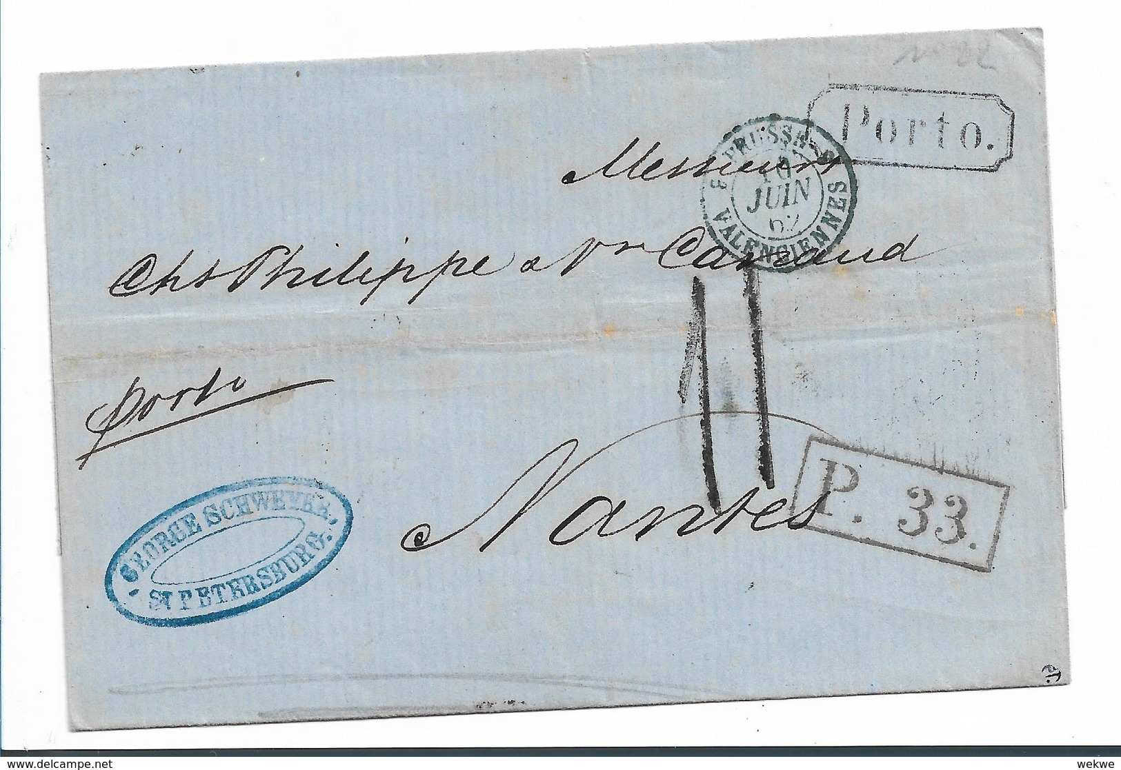 Rl130 / RUSSLAND - St. Petersburg 1862 Nach Nantes - Briefe U. Dokumente