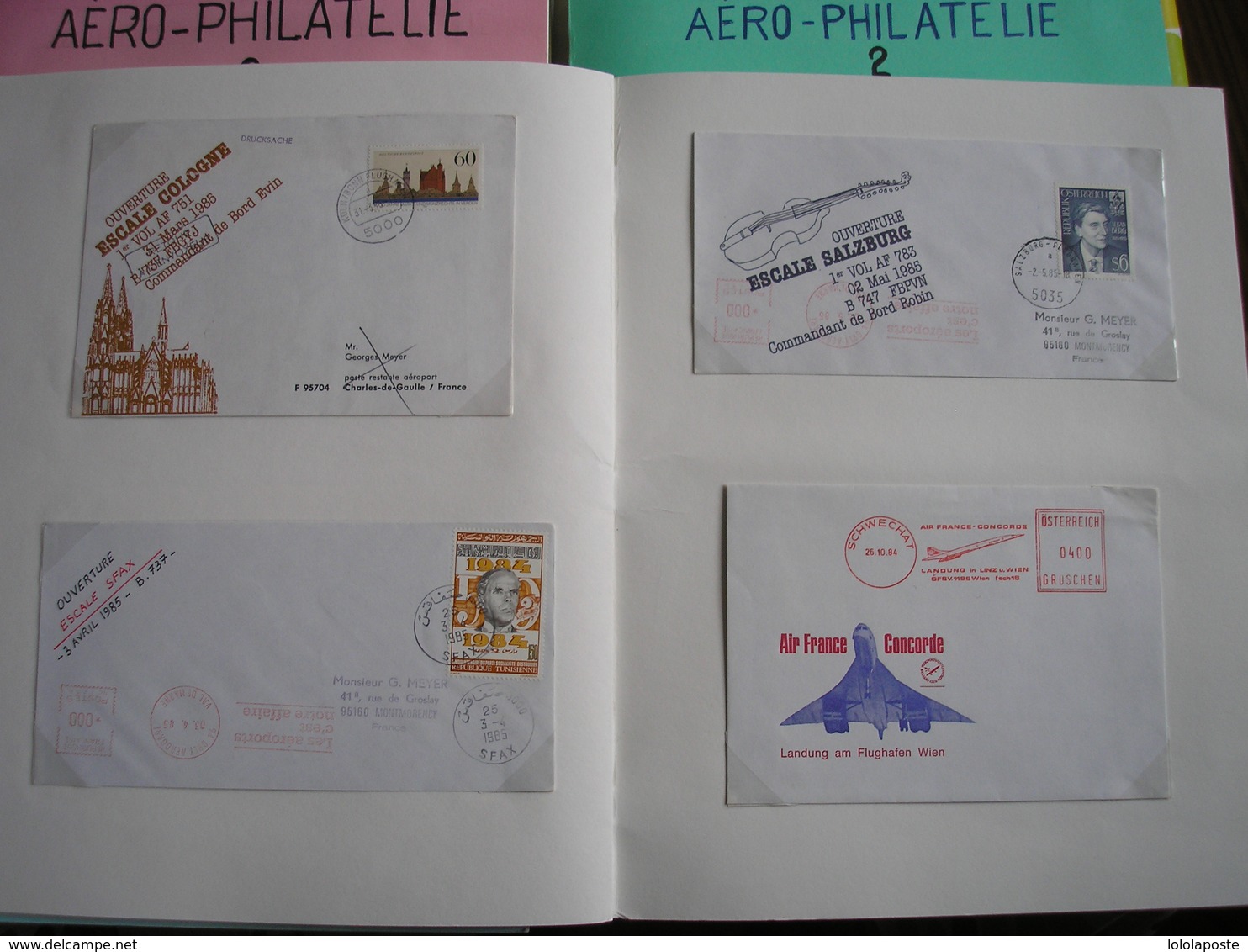 Collection En 8 Cahiers De 281 Documents D'aéro-philatélie De 1976/89 - 1er Vols, Doc. Exceptionnels + Divers..14 Photos - Collections (en Albums)