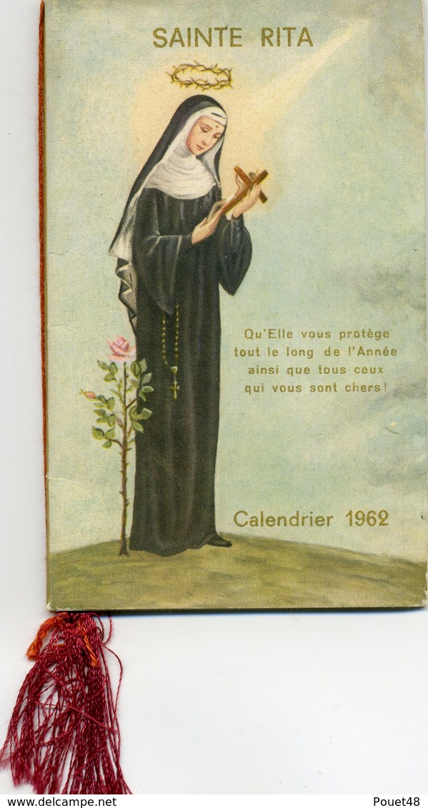 Calendrier RELIGIEUX De 1962 - SAINTE RITA -  Crèche En Page Centrale - Images Religieuses