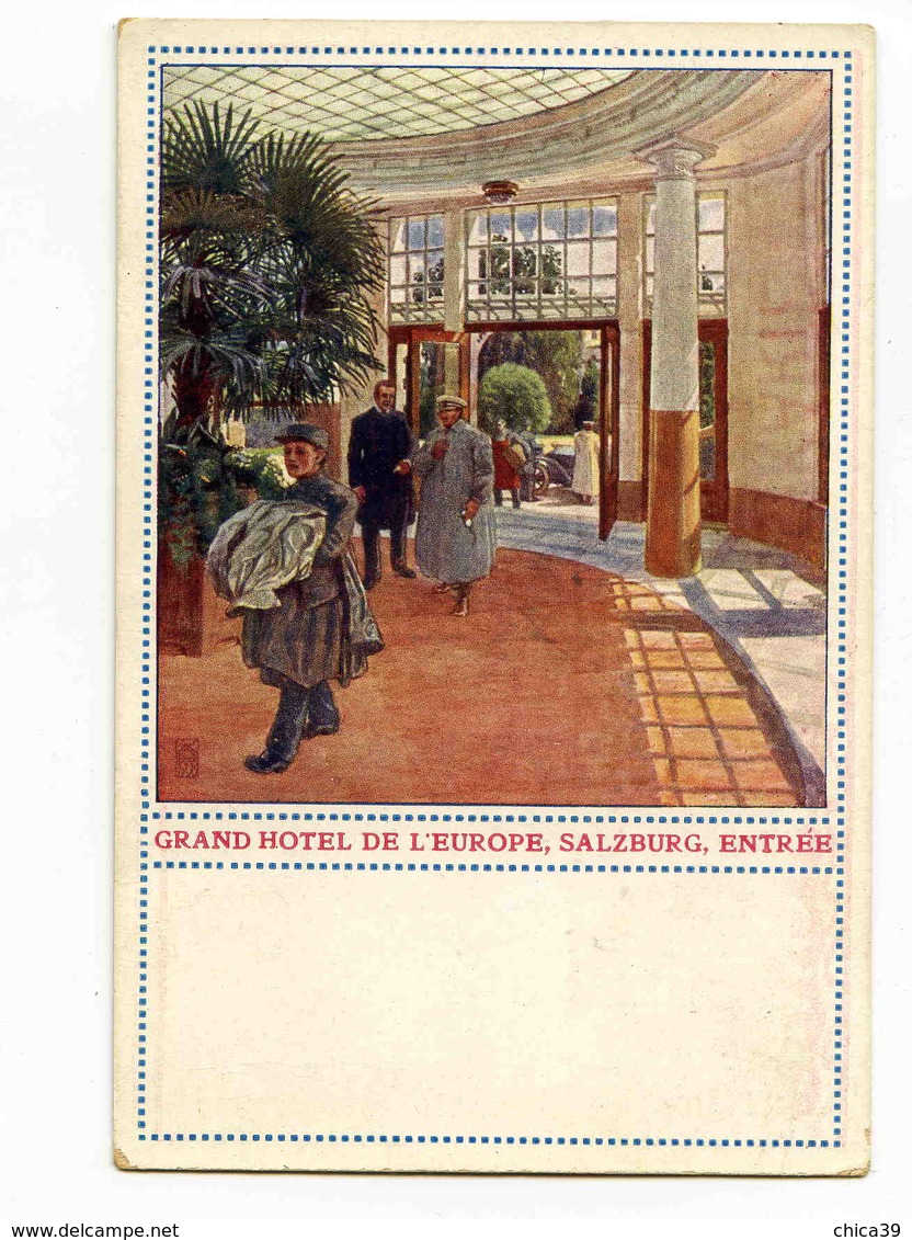 C 297  -   Deux Cartes  -  Salzburg  -  Grand Hôtel De L'Europe  -  Hôtel-automobil   -   Entrée - Autres & Non Classés