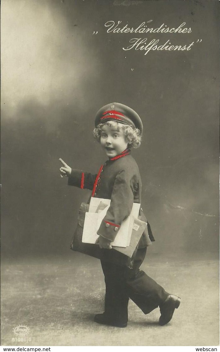 AK Patriotika Kind In Postuniform "Vaterländischer Hilfsdienst" Color 1917 #19 - Correos & Carteros