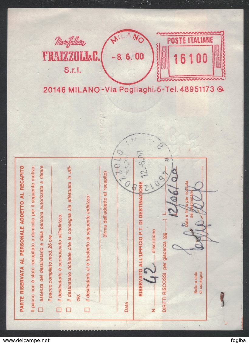 AP39   Italia,Italy Red Meter / Freistempel / Ema 2000 Manifattura FRAIZZOLI & C. - Milano - Macchine Per Obliterare (EMA)