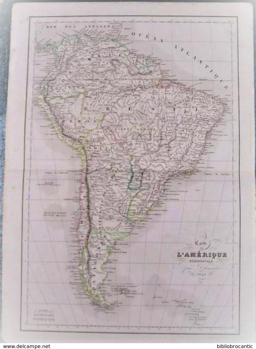 CARTE DE L'AMERIQUE MERIDIONALE En 1843 Par LAMARCHE - FORMAT 330mm X 470mm - Autres & Non Classés