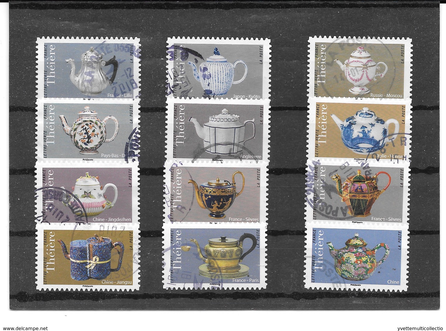 FRANCE 2018  LES THEIERES  SERIE COMPLETE DE 12 TIMBRES AUTOADHESIFS CACHETS RONDS. - Autres & Non Classés