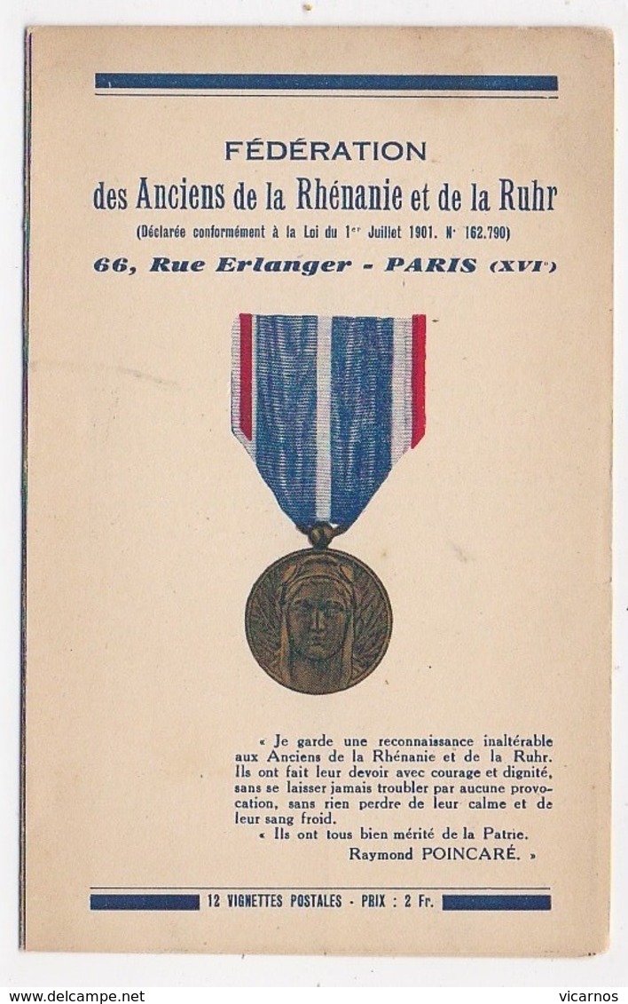 DOCUMENT DEPLIANT Féderation Des Anciens De La Rhenanie Et De La Ruhr 66 Rue Erlanger Paris XVI - Non Classés