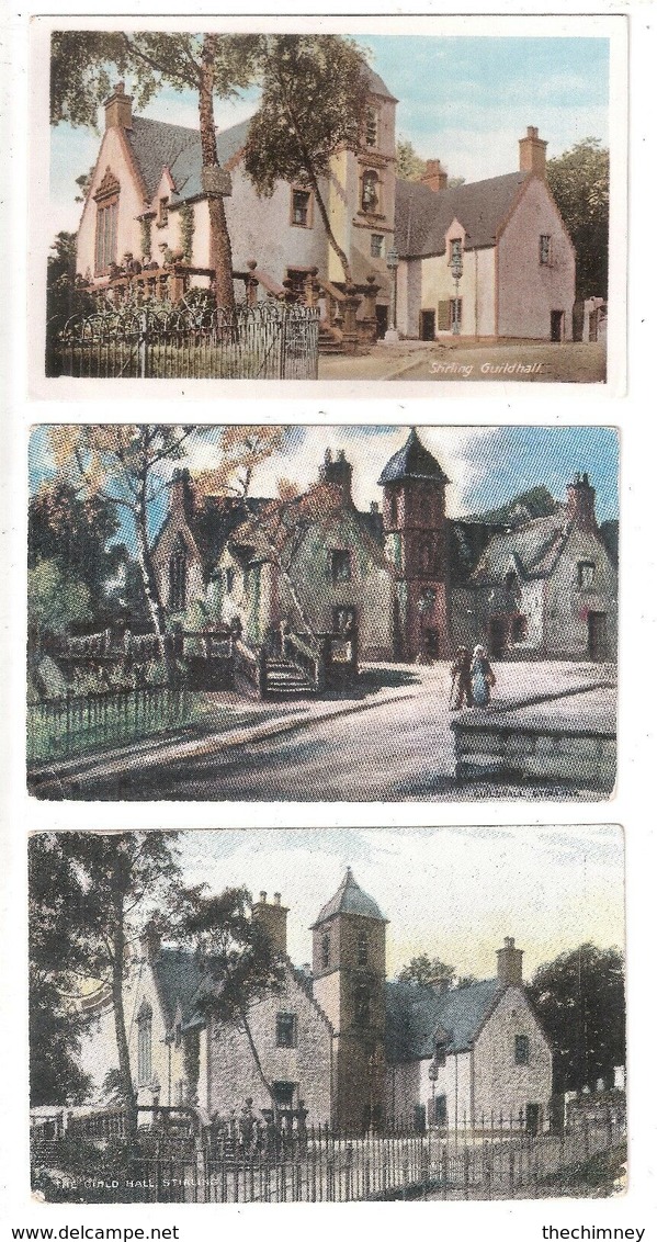 THREE OLD UNUSED POSTCARDS OF STIRLING GUILDHALL GUILD HALL - Stirlingshire