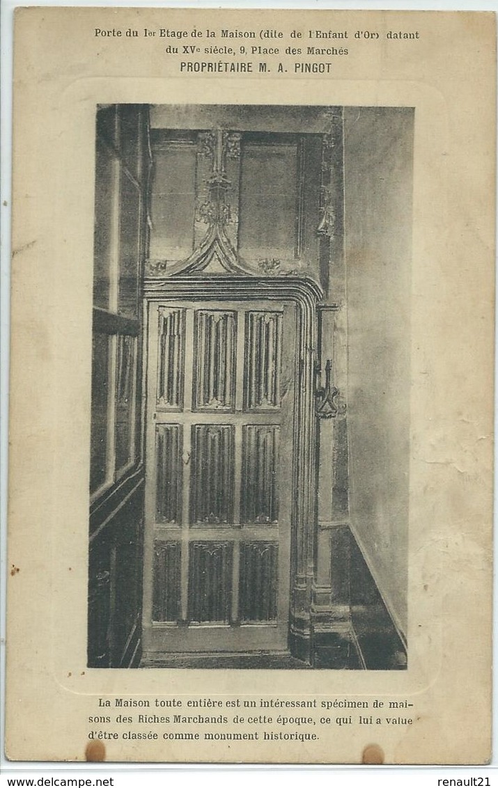 Reims-Porte Du 1er Étage De La Maison (dite De L'Enfant D'or),9,Place ... (Moyennement Abîmée Vers Le Bas à Droite) - Reims