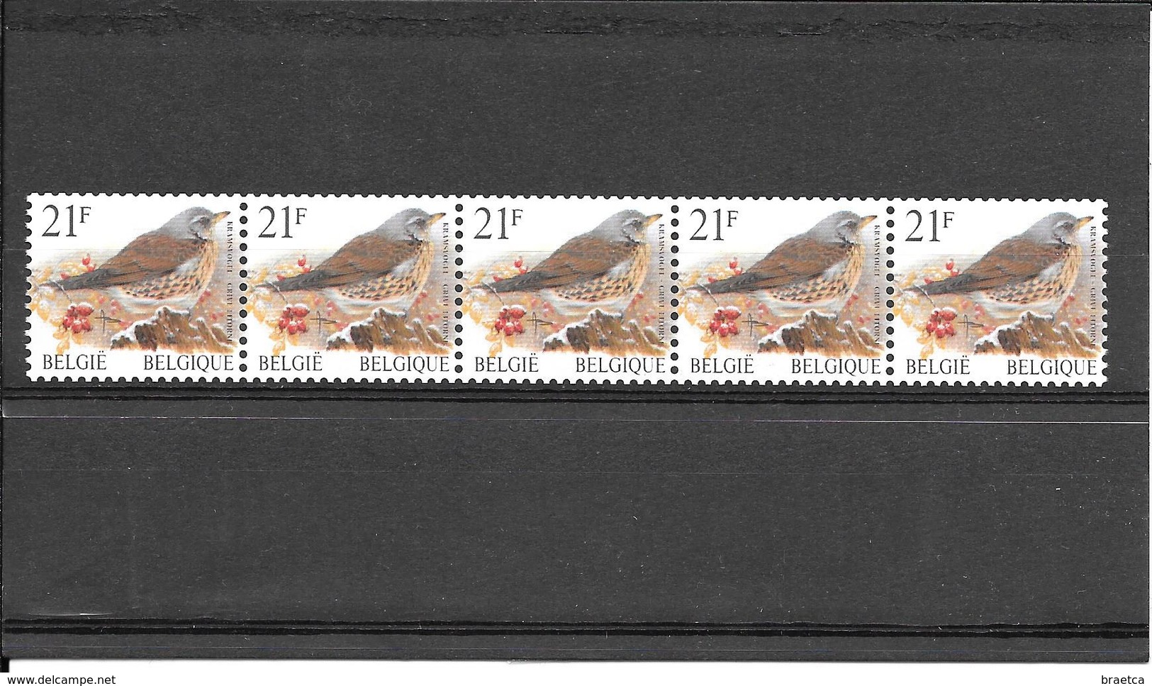 R89 - Oiseaux Grive Litorne - En Rouleau Avec N° D'ordre - 1999 - 1985-.. Oiseaux (Buzin)