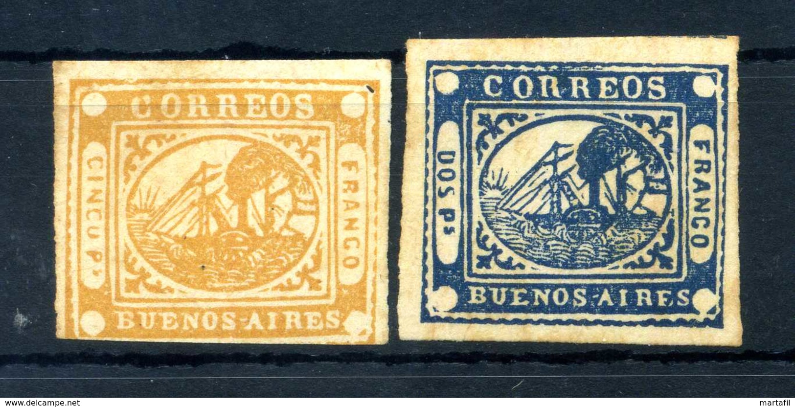 1858 BUENOS AIRES Reprint RISTAMPE (*) 1-4 - Buenos Aires (1858-1864)