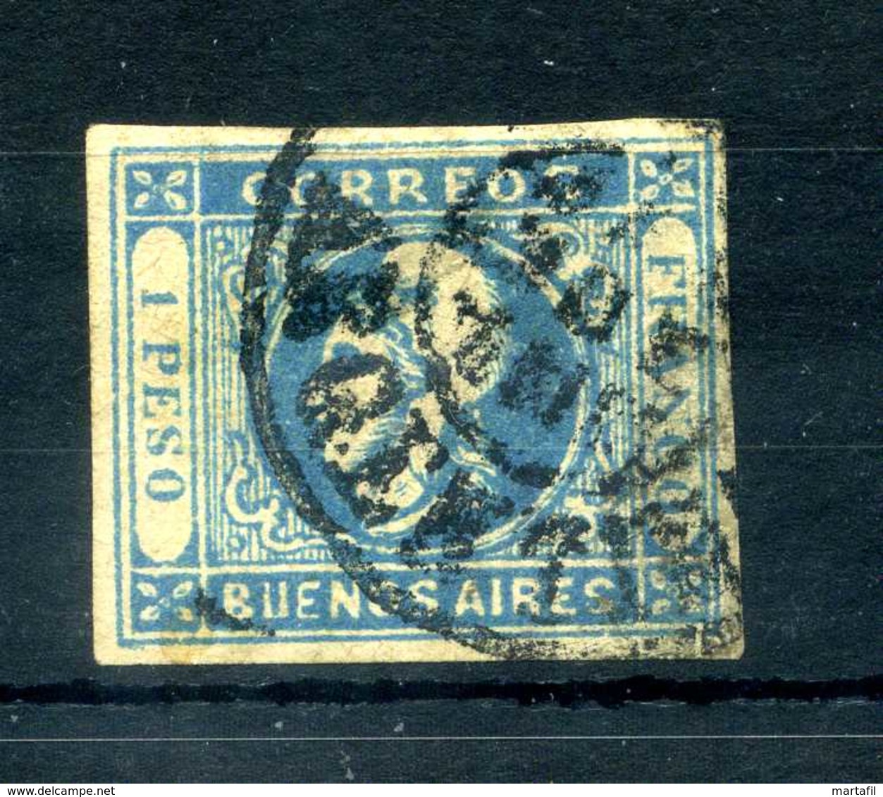 1859 BUENOS AIRES YV N.13 USATO - Buenos Aires (1858-1864)