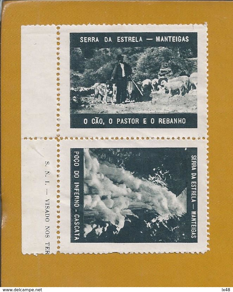 Vinhetas Da Serra Da Estrela, Manteigas. 'O Cão O Pastor E O Rebanho'. Cascata Do Poço Inferno. Vignettes Serra Estrela. - Local Post Stamps