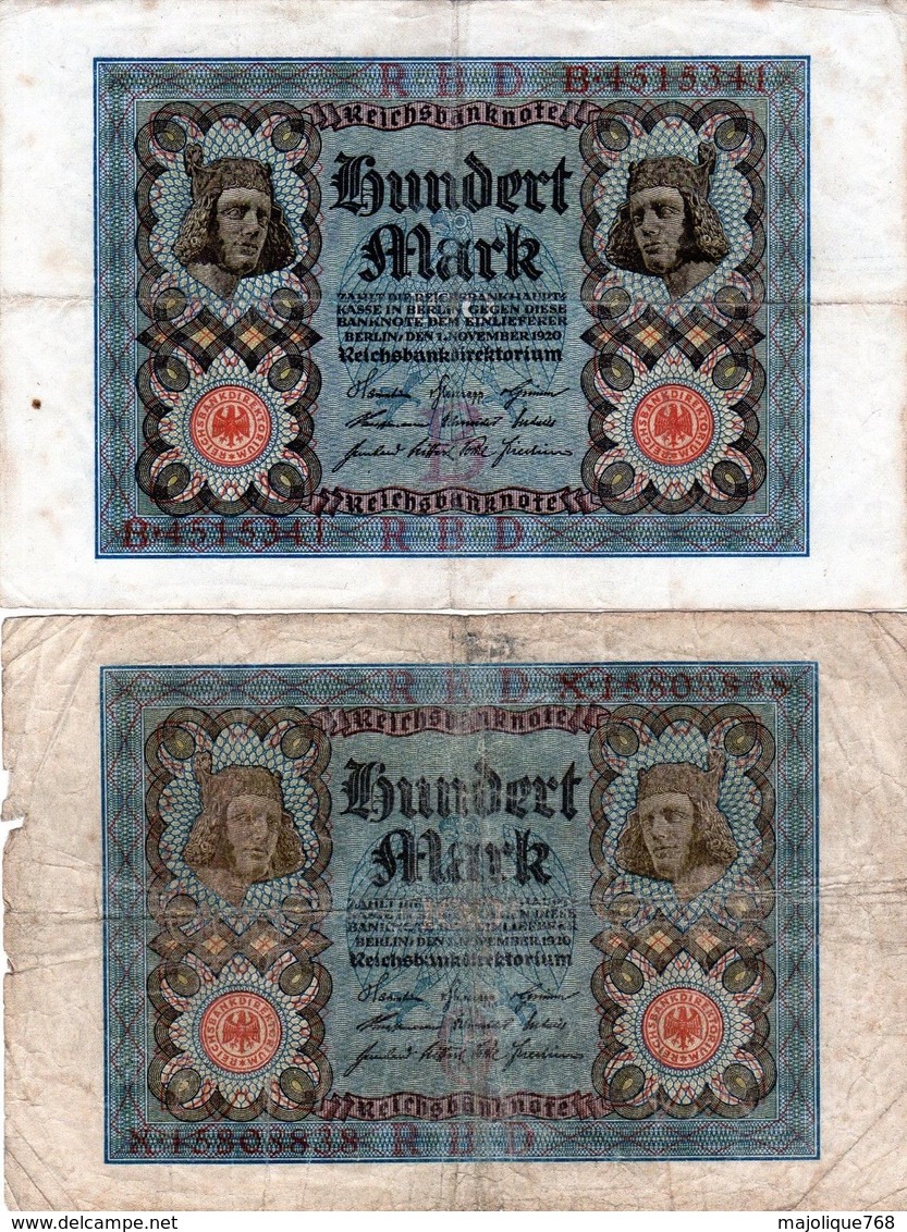 Lot De 4 Billets Allemand De 100 Marks Du 01-11-1920 - 100 Mark