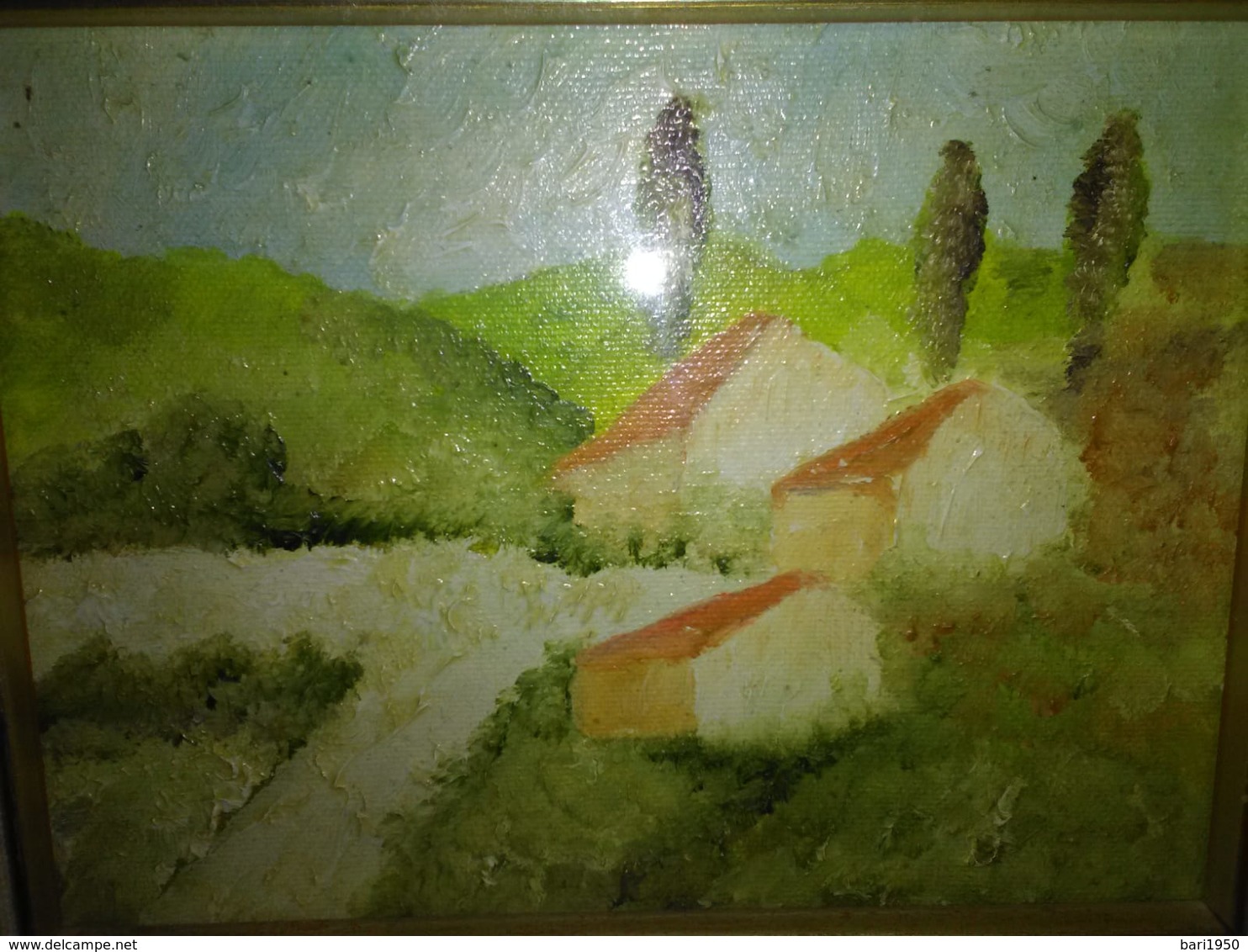 Paesaggio Cm.18,5 X 14 Cm  Dipinto Ad Olio, Con Cornice Coeva ( Autore Sconosciuto) - Olii