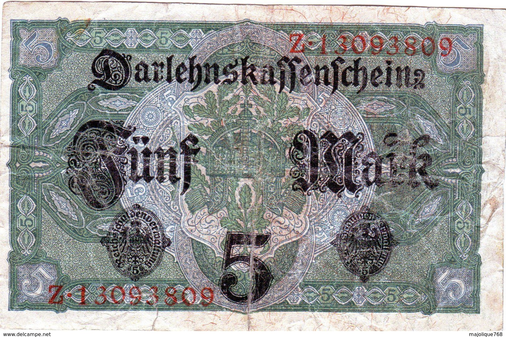 Billet Allemand De 5 Marks Du 1 Août 1917 - - 5 Mark