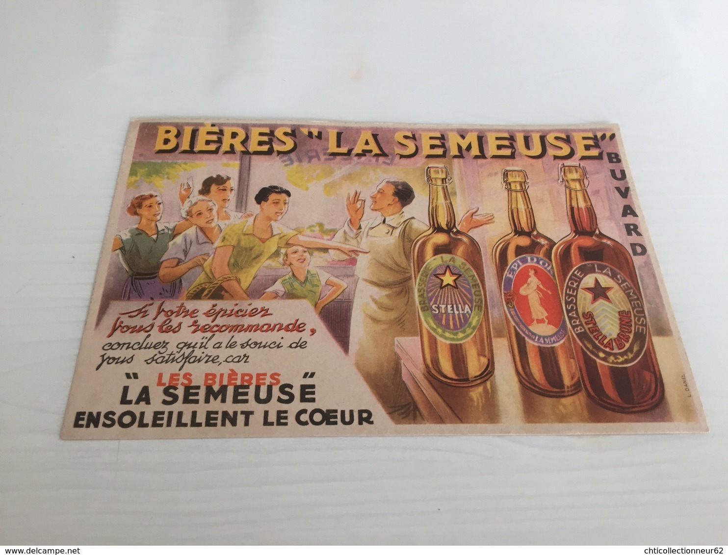 Buvard Ancien BIÈRE LA SEMEUSE STELLA ÉPICIER - Liqueur & Bière