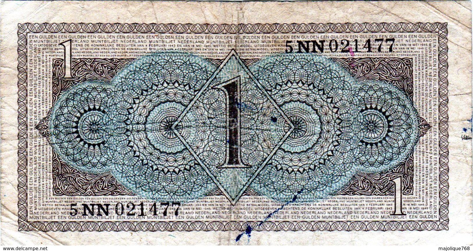 Ancien Billet Du Nederland - 1 Gulden - 8-8-1949 - - [3] Emissions Ministerie Van Oorlog