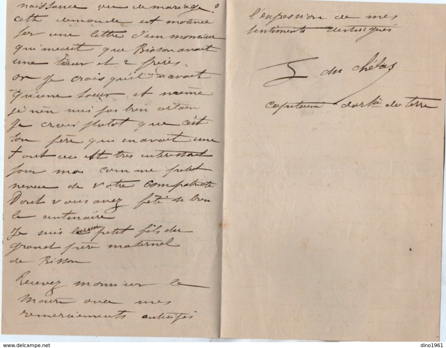 VP14.711 - MILITARIA - LORIENT 1896 - Lettre Mr J. Du CHELAS Capitaine D'Artillerie De Terre à Mr Le Maire De GUEMENE - Documents