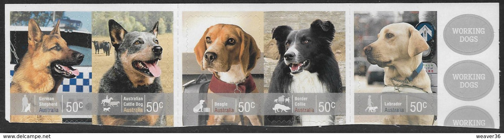 Australia SG3005-3009 2008 Working Dogs Set Complete 5v Unmounted Mint [3/2488/6D] - Mint Stamps