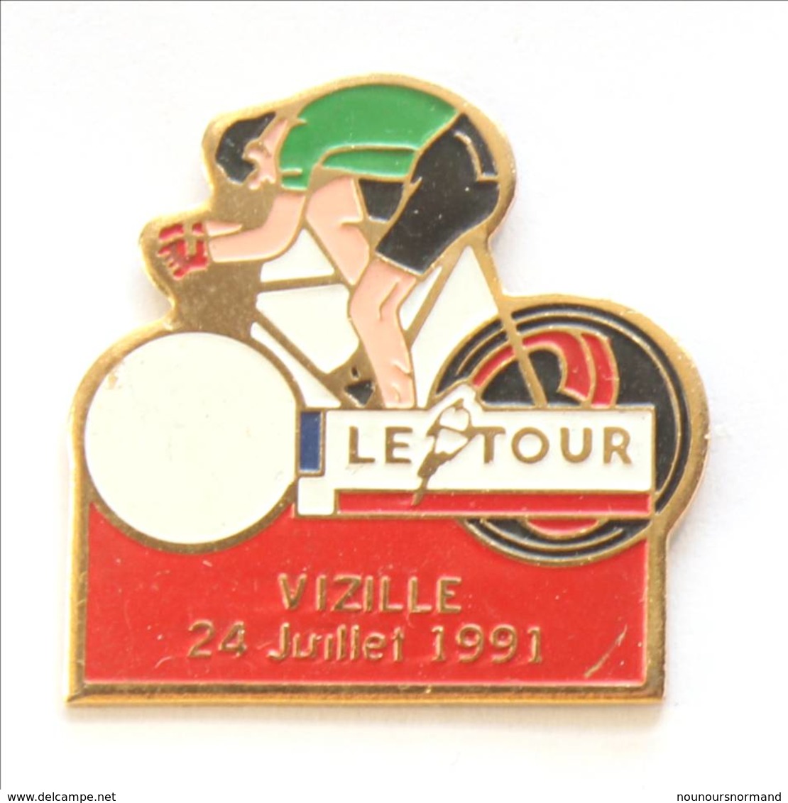 Pin's LE TOUR - VIZILLE (38) 24 Juillet 1991 - Tour De France 1991 - Cycliste Maillot Vert - I192 - Ciclismo