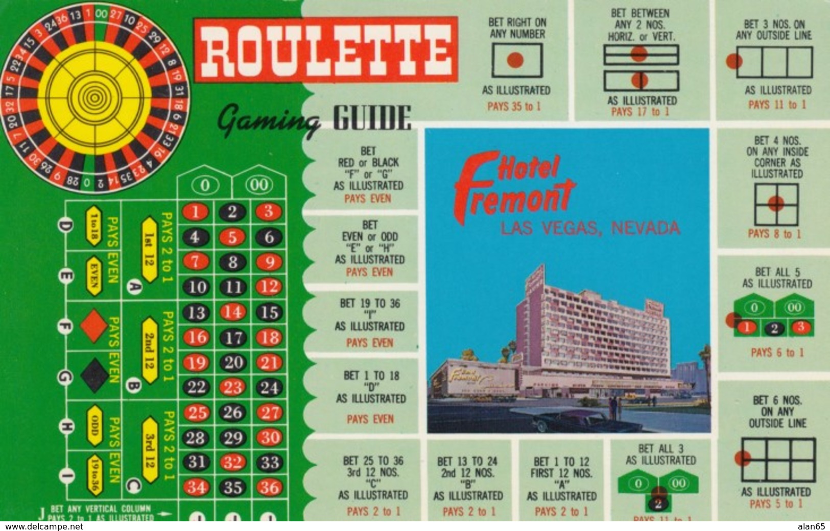 Rules Of '21' 'Black Jack', Hotel Fremont Casino Las Vegas Nevada, C1960s Vintage Postcard - Cartes à Jouer