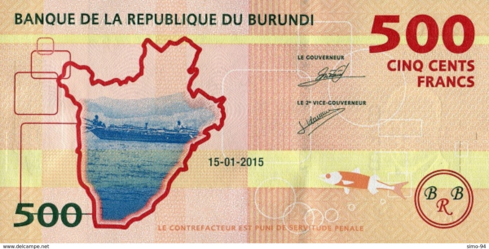 Burundi P.50 500 Francs 2015  Unc - Burundi