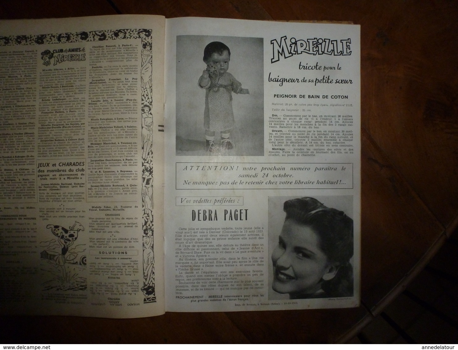 Année 1953 (N° 7 - 8 - 9 - 10- 11- 12- )  de MIREILLE le magazine illustré de la fillette moderne
