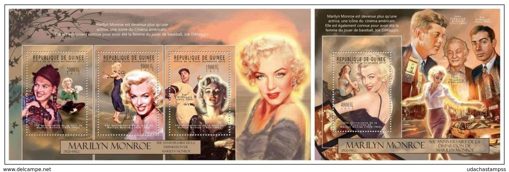 Guinea 2012 Marylin Monroe Klb + S/s MNH - Femmes Célèbres