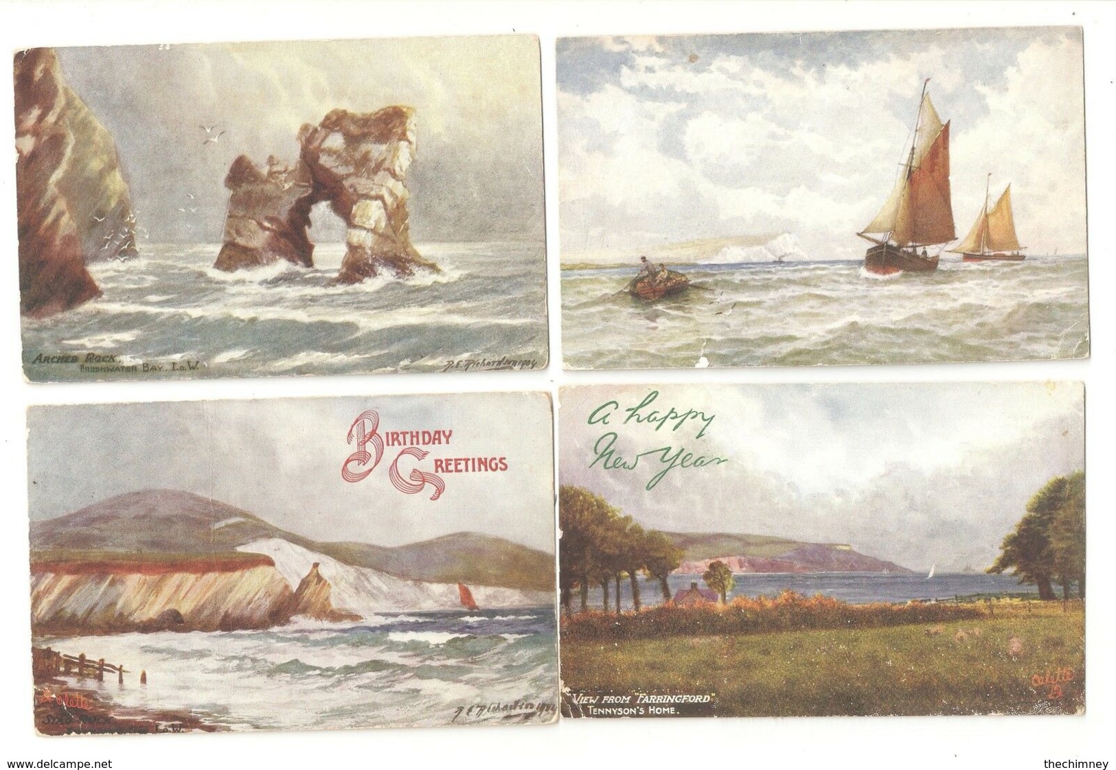 FOUR ART DRAWN POSTCARDS OF THE ISLE OF WIGHT 3 ARE TUCK POSTCARDS - Autres & Non Classés
