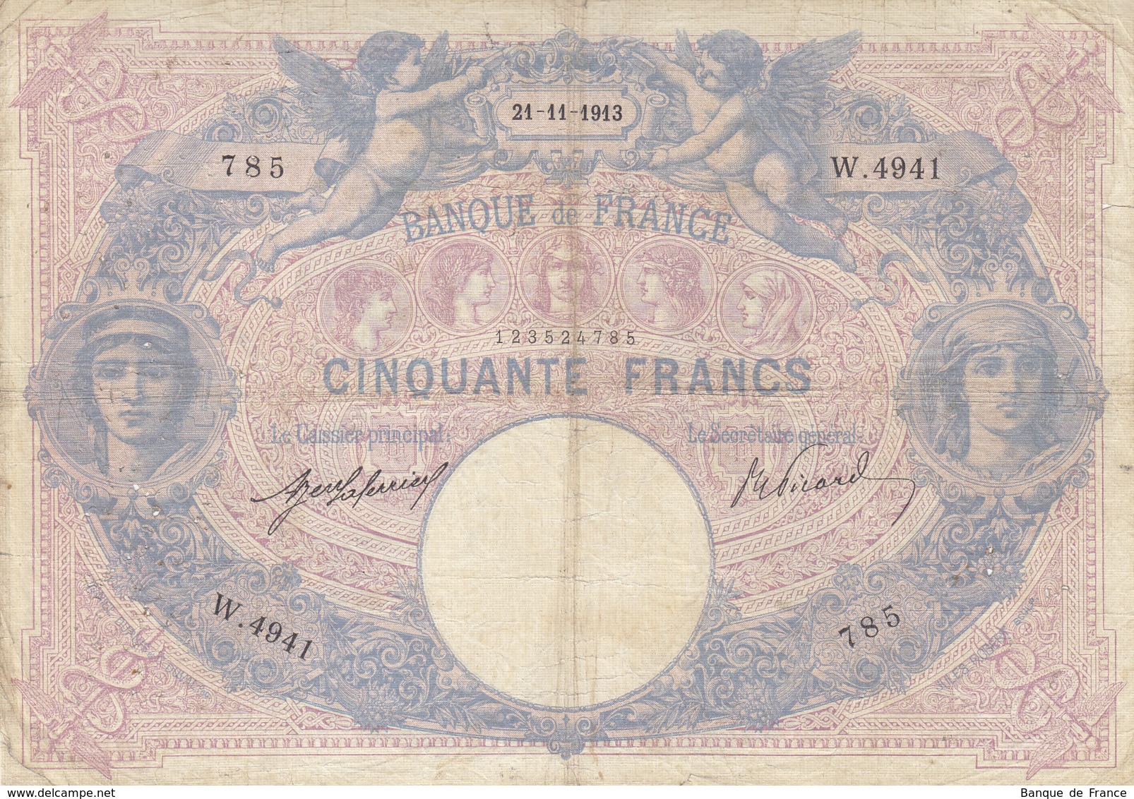 Billet 50 F Bleu Et Rose Du 21-11-1913 FAY 14.26 Alph. W.4941 - 50 F 1889-1927 ''Bleu Et Rose''