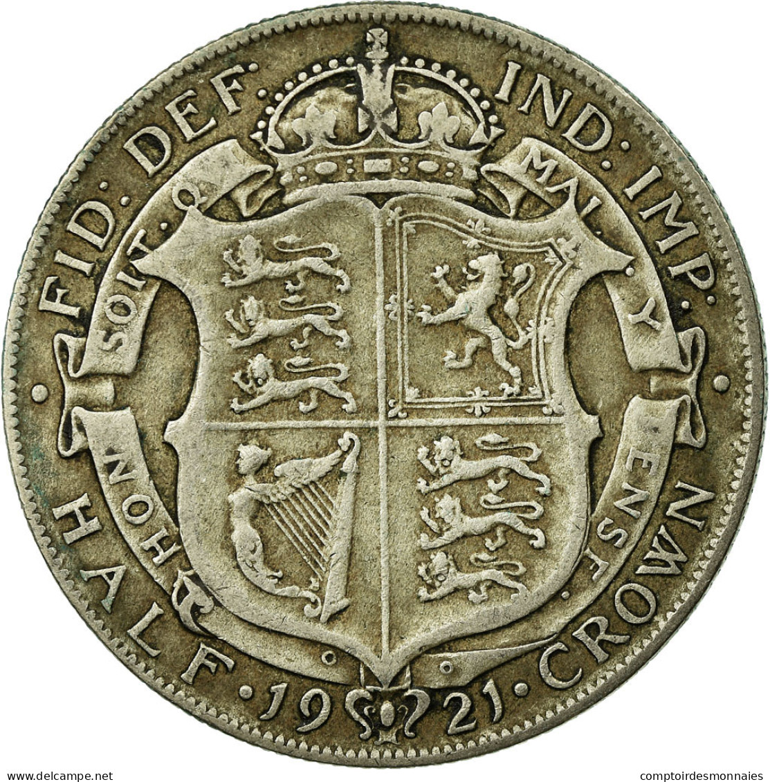 Monnaie, Grande-Bretagne, George V, 1/2 Crown, 1921, TB, Argent, KM:818.1a - K. 1/2 Crown